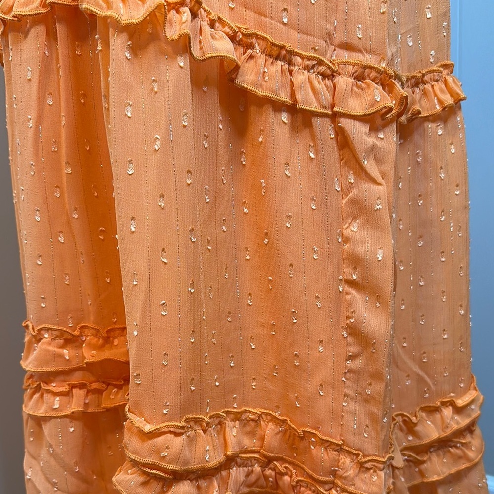 NWT Double D Ranch Orange Ruffle Smocked Maxi Dress - Picture 15 of 15